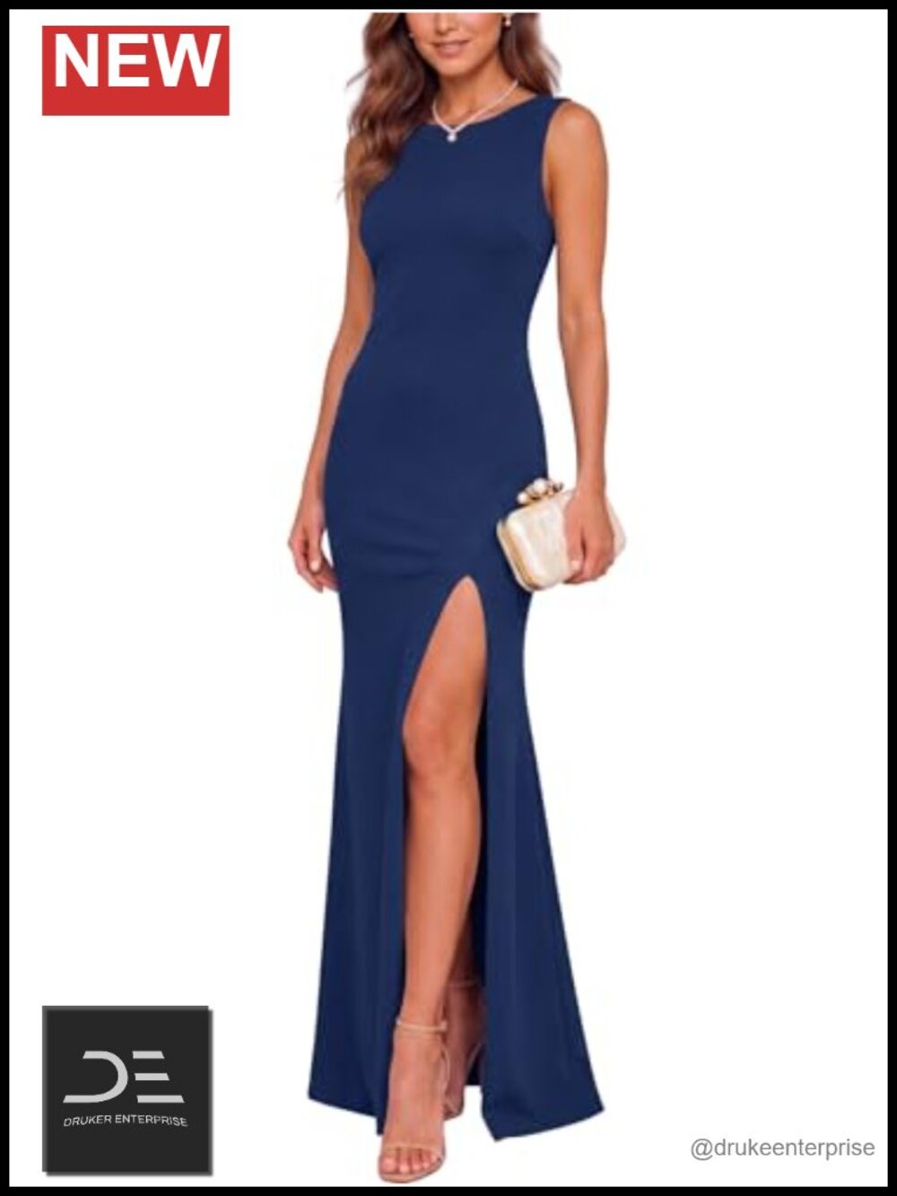 Sleeveless Bodycon Maxi Dress Low Back Split Formal Cocktail Party
